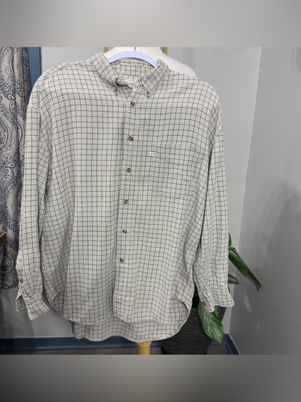 Robert Stock Men’s Large 100% Cotton Plaid Button Down Shirt Made in USA